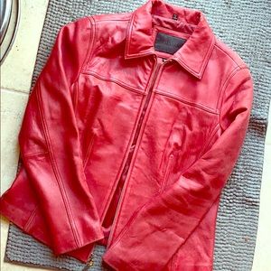 Red leather jacket